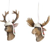 Goodwill Kerstbal Hert-Eland Bruin 13.5 cm Voordeelassortiment 2 Stuks