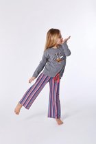 Woody pyjama meisjes/dames - grijs mélange - wasbeer - 212-1-BSL-S/125 - maat 152