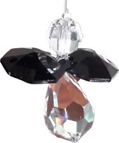 Geluksengel Mini Vervaardigd Met Swarovski Kristallen Jet ( Zwart ) ( Geluks Engel , Beschermengel , Raamhanger , Raamkristal )