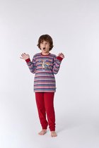 Woody pyjama jongens/heren - multicolor gestreept - wasbeer - 212-1-PLC-S/904 - maat 176