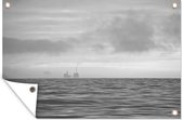 Tuinposters buiten Booreiland in de Noordzee - zwart wit - 90x60 cm - Tuindoek - Buitenposter