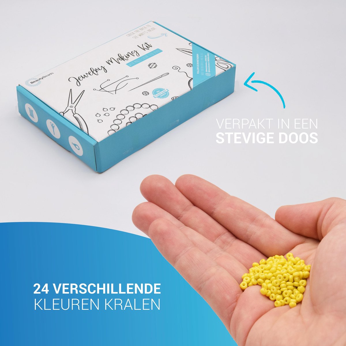 BeautyBeads BB107-3mm – Knutselen en Sieraden Maken – Knutsel Sieradenpakket met 12000 Glaskralen – Uitgebreide 24-Kleurige Glaszaad Hobbypakket – 3mm Kralen — afbeelding 8