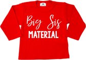 Shirt grote zus-leuke bekendmaking zwangerschap-big sis material-rood-Maat 80