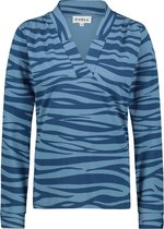 CYELL LE TIGRE Dames Pyjamashirt Lange Mouw - Blauwe Tijgerprint - Maat 38