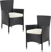 Set de 2 chaises de jardin en polyrotin  88 x 59 x 59 cm avec coussin 7 cm