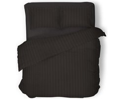 Dekbedovertrek - 240x200/220 - Uni - Satijnstreep / Satijn Streep - Hotel Kwaliteit Satin Stripe - Black