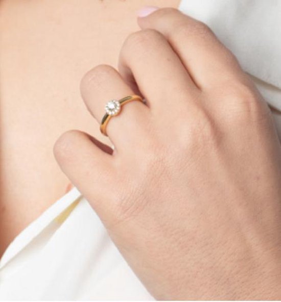 Schitterende 14K Gouden Ring met Diamanten - Goud - Diamant - Briljant -  Vrouwen -... | bol.com