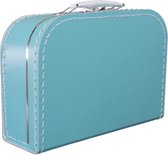 Kinderkoffer 30cm Turquoise - Logeerkoffer - Kartonnen koffer - Speelkoffer - Poppenkoffer- Opbergen - Cadeau - Decoratie