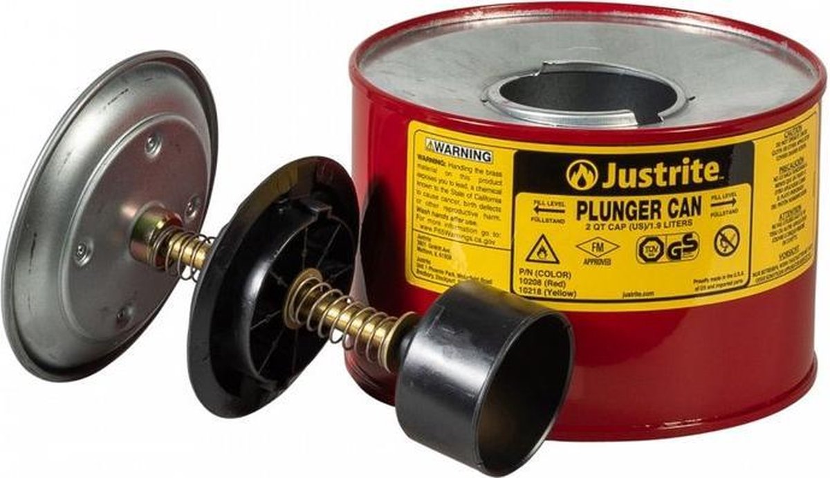 JUSTRITE Plunjerkan Metaal - ROOD 2 liter