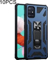 Voor Samsung Galaxy A51 10 STKS Verscheidenheid Armor TPU + PC Schokbestendig Magnetische Beschermhoes met Opvouwbare Clip Houder (Marineblauw)