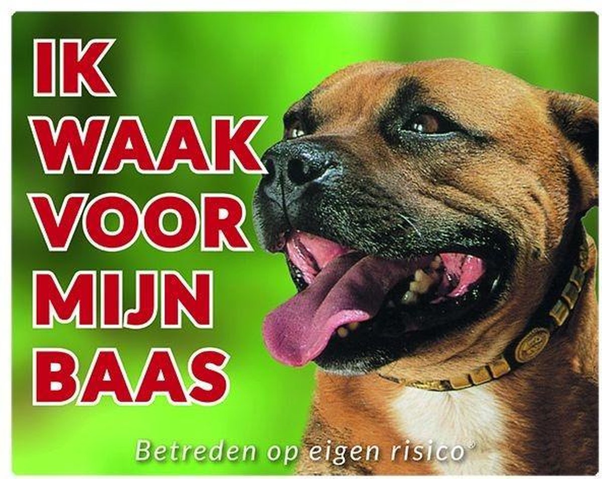 Bol.com Staffordshire Bull Terrier Waakbord - Ik waak voor aanbieding