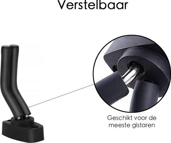 Zwarte verstelbare gitaarhanger, geschikt voor de meeste gitaren.