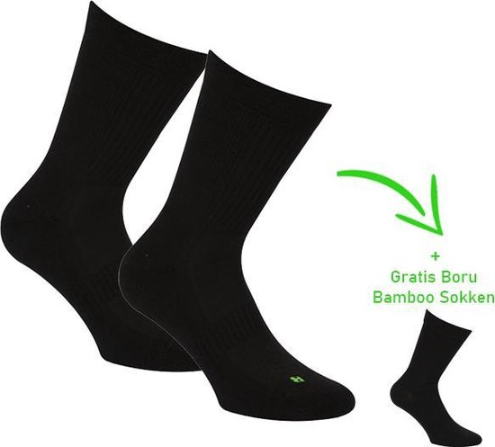 Bamboo sportsok - Naadloze sokken - Antibacterieel - Heren en dames - 2 Paar - 1 Paar sokken cadeau - Zwart - 46/47