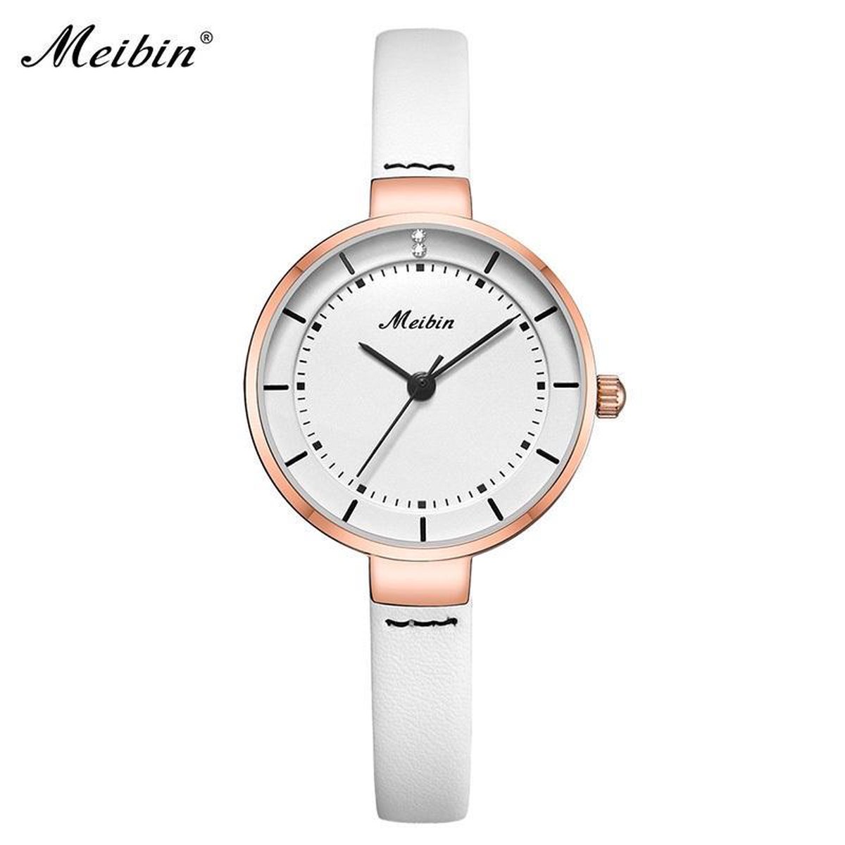 Longbo - Meibin - Dames Horloge - Wit/Rosé - 28mm