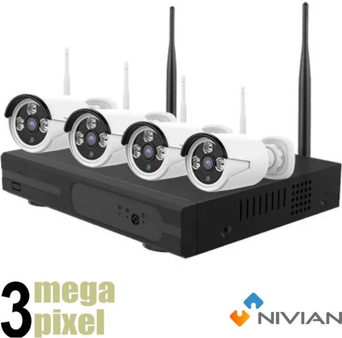 Nivian 3 MP WiFi cameraset - 20m nachtzicht - 4 camera's - NV830