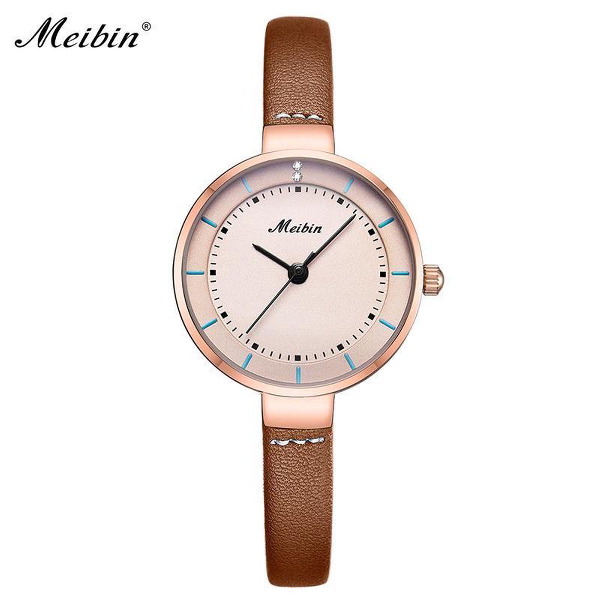 Longbo - Meibin - Dames Horloge - Bruin-Rosé - 28mm