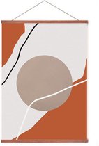 Poster In Posterhanger - Abstracte Zonsondergang - Kader Hout - Grafisch - Oranje & Bruin - 70x50 cm - Ophangsysteem