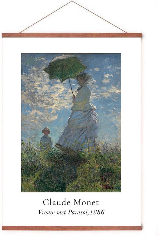 Affiche En Porte Affiche - Femme Avec Parasol - Cadre Bois - Monet - Passe  Partout -... | bol.com