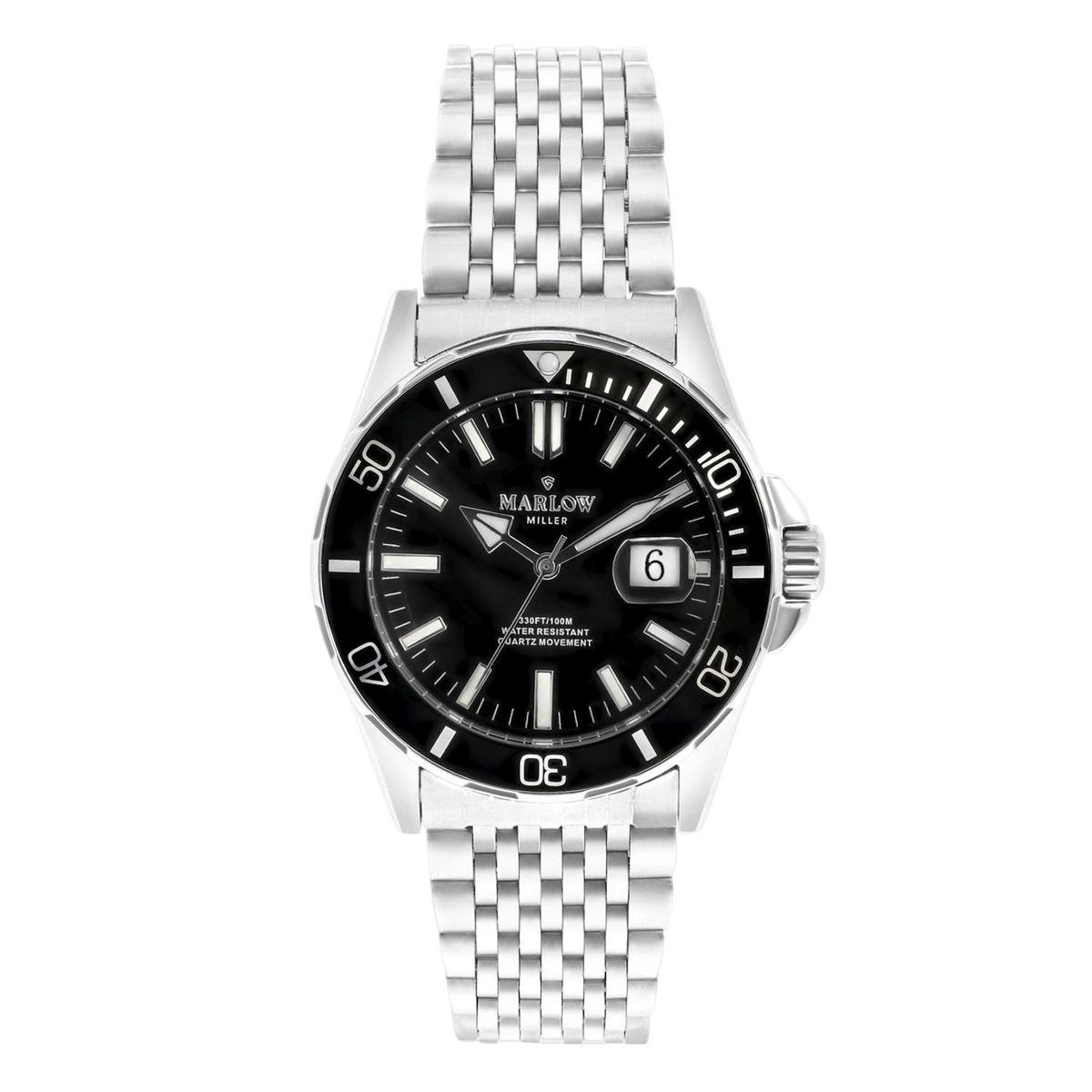 Lucardi Heren Marlow Miller horloge met stalen kast en band - Horloge - Staal - Zilverkleurig - 40 mm