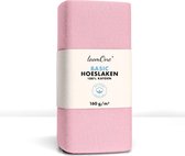 Loom One Hoeslaken – 100% Jersey Katoen – 200x200 cm – tot 23cm matrasdikte– 160 g/m² – Roze