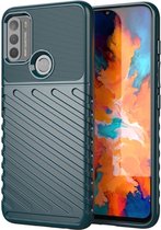 Motorola Moto G50 Hoesje Twill Thunder Textuur Back Cover Groen