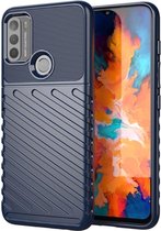 Motorola Moto G50 Hoesje Twill Thunder Textuur Back Cover Blauw