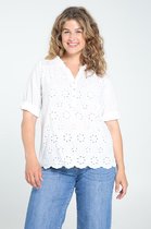 Paprika Dames Katoenen blouse met Engels borduurwerk - Outdoorblouse - Maat 46