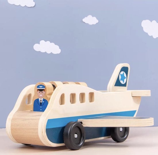 Thumbnail van een extra afbeelding van het spel Houten vliegtuig met figuren