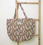 De La Mur Line - schoudertas - shopper - strandtas - boodschappentas - ROM groen, roze oranje print