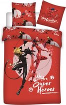 dekbedovertrek Superheroes 140 x 200 cm PE rood