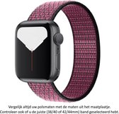 Paars Zwart Nylon Horloge Band Geschikt voor Apple Watch 1, 2, 3, 4, 5, 6, 7, 8, SE & Nike+ 42mm & 44mm "Mannenbreedte" Series - Zacht Geweven Nylon – Maat: zie maatfoto - 42 mm en 44 mm - Purple Black
