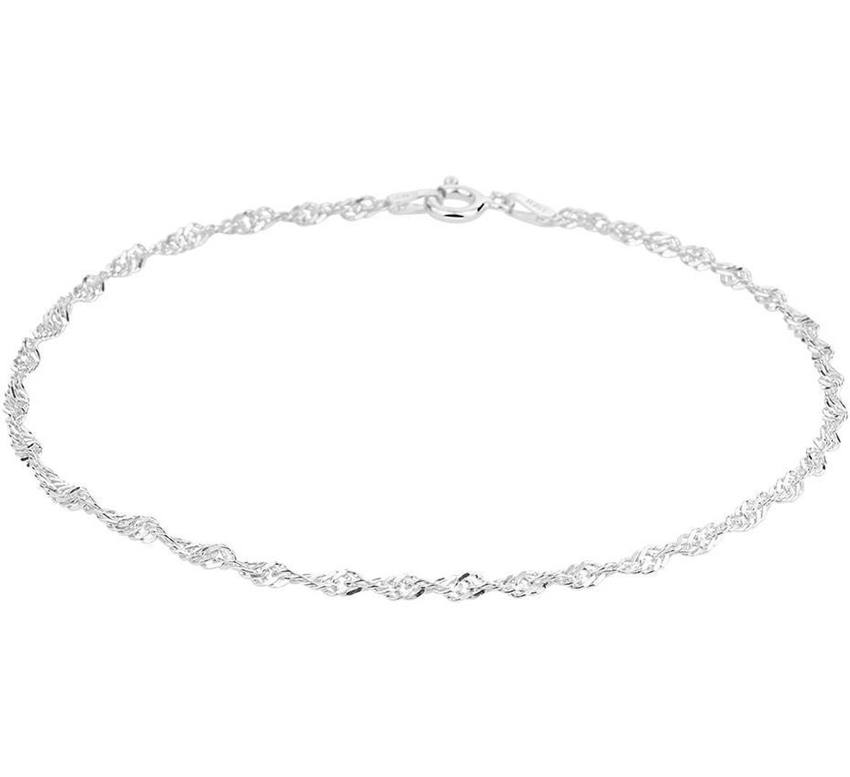 YO&NO - Enkelbandje - Zilver - Singapore - 2.25mm - 24cm - Sieraden vrouw - Zilver 925