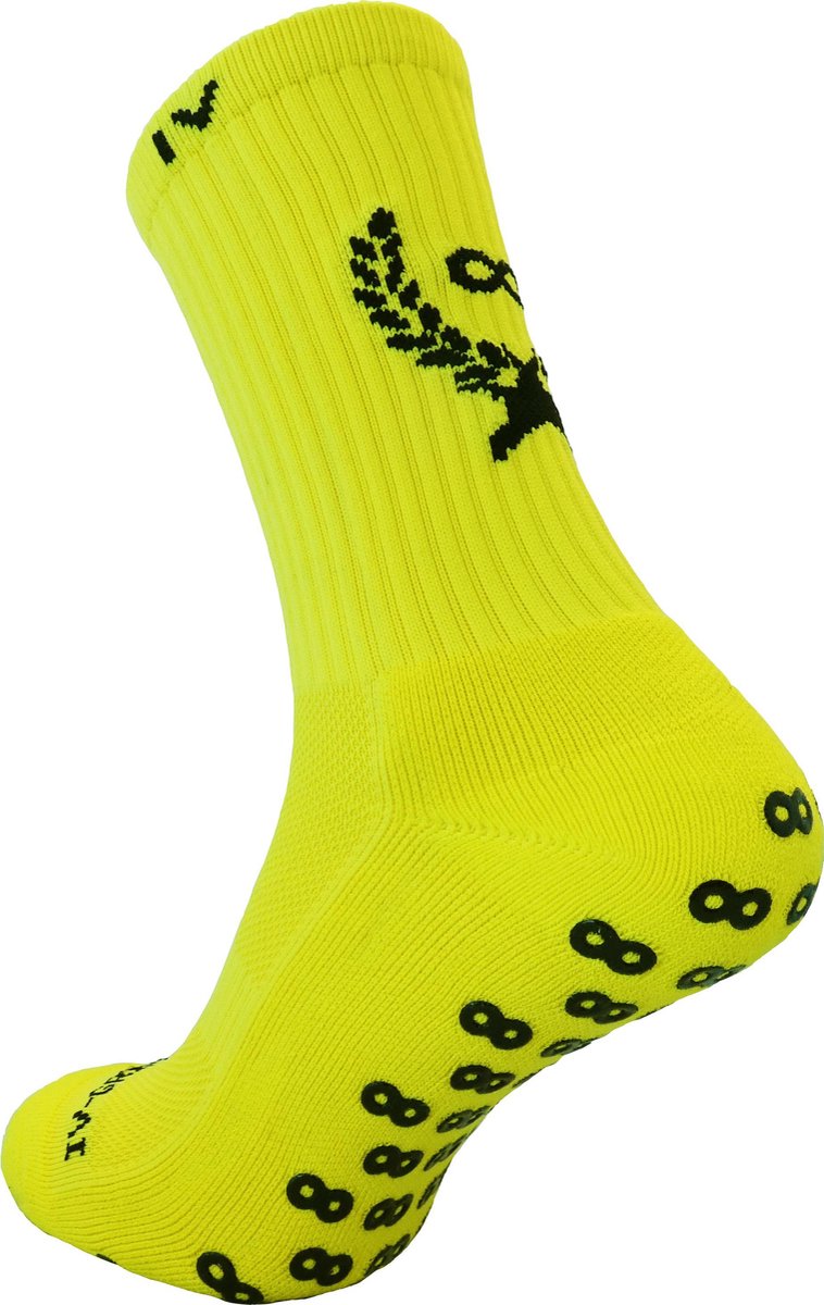 IV-Gripsocks® Geel - Anti-slip sokken - Gripsokken voetbal geel - sportsokken - one size (Maat 39-46) - 8 kleuren - compressie - prestatieverhogend - tennis - hardlopen - handbal - sporten - fitness - tennissokken - voetbal - running - padel