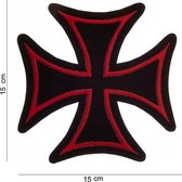 Embleem Stof Maltezer Kruis zw/rood Groot