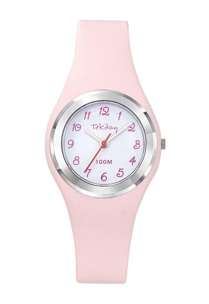 Tekday 654743 analoog horloge 32 mm 100 meter roze- zilverkleurig