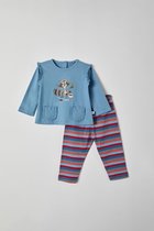 Woody pyjama baby meisjes - blauw - wasbeer - 212-3-PLG-S/858 - maat 74