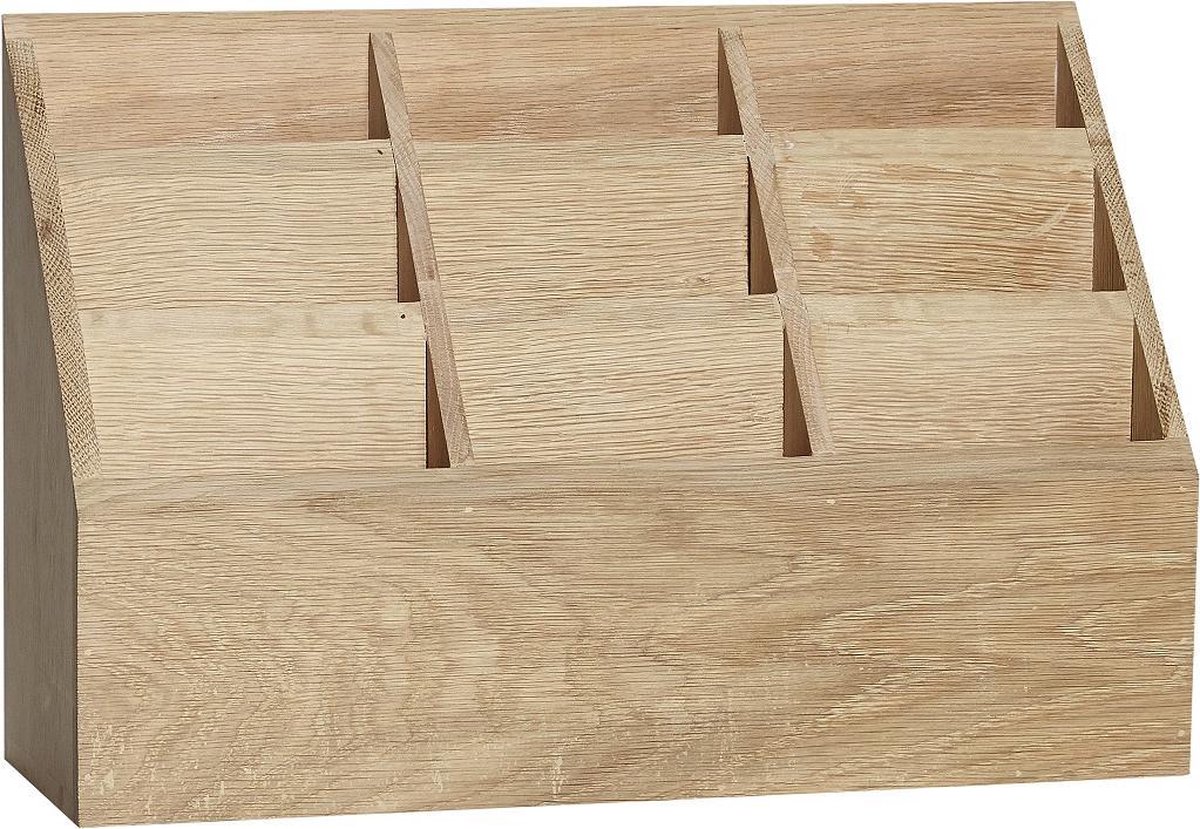 HÜBSCH INTERIOR - FSC® eiken houten opbergbox met 9 vakken - 45x15xh30cm