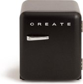 CREATE - Tafelmodel koelkast - Capaciteit 48 L - 1 planken - Handvat Silver - Zwart - RETRO FRIDGE