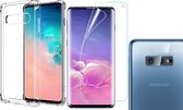 Samsung Galaxy S10e Hoesje Transparant Shock Case - 1x Samsung S10e Hoesje + 1x Screenprotector + 1x Camera Screen Protector