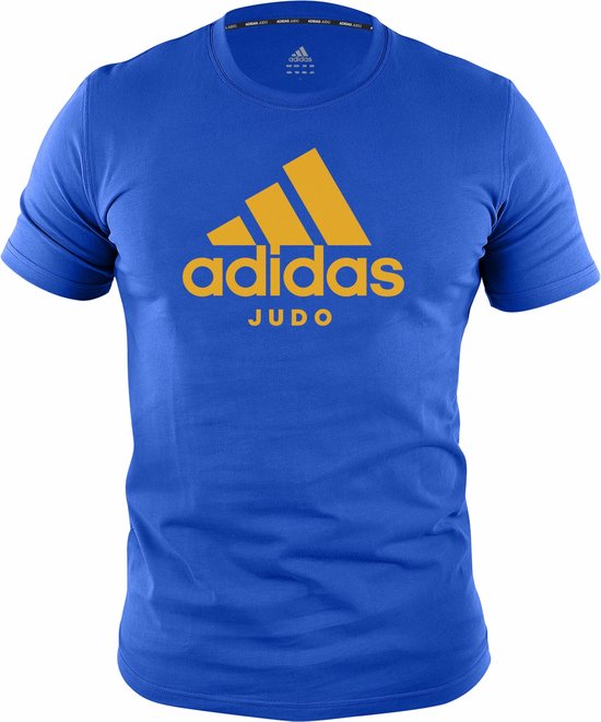 T-shirt de judo adidas | bleu avec imprimé orange | taille S