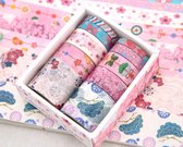 Japanse Bloemen Washi Tape Pakket Doos | Verschillende Washi Tapes | Roze Blauw Wit Bloemen Planten Strikken Golven Patronen  Washi Tape | Masking Tape | Bullet Journal | Journalli