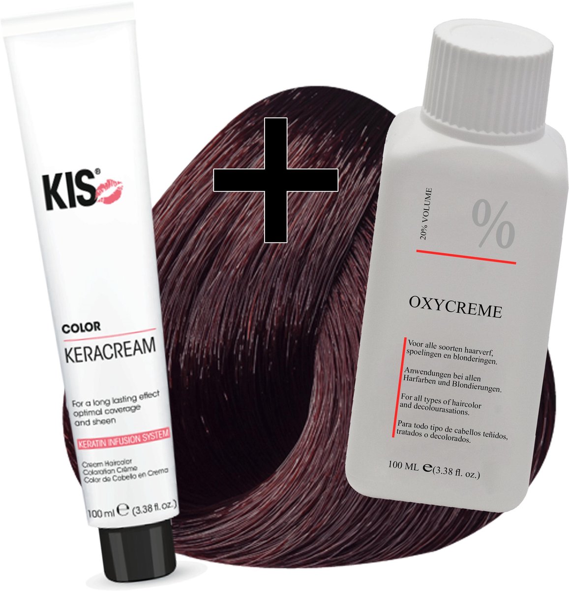 KIS haarverfset - 5RV Donker rood violet - haarverf & waterstofperoxide