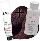 KIS haarverfset - 5RV Donker rood violet  - haarverf & waterstofperoxide