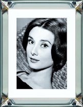 50 x 60 cm - Spiegellijst met prent - Audrey Hepburn - prent achter glas