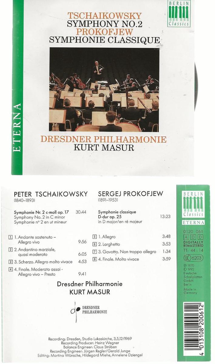 TCHAIKOVSKY SYMPHONY No 2 + PROKOFIEV CLASSIQUE