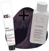 KIS haarverfset - 4C Middel cassis  - haarverf & waterstofperoxide