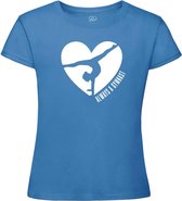 Sparkle&Dream - T-Shirt \'Love Gymnast\' Blauw - 140 -  voor turnen en gymnastiek