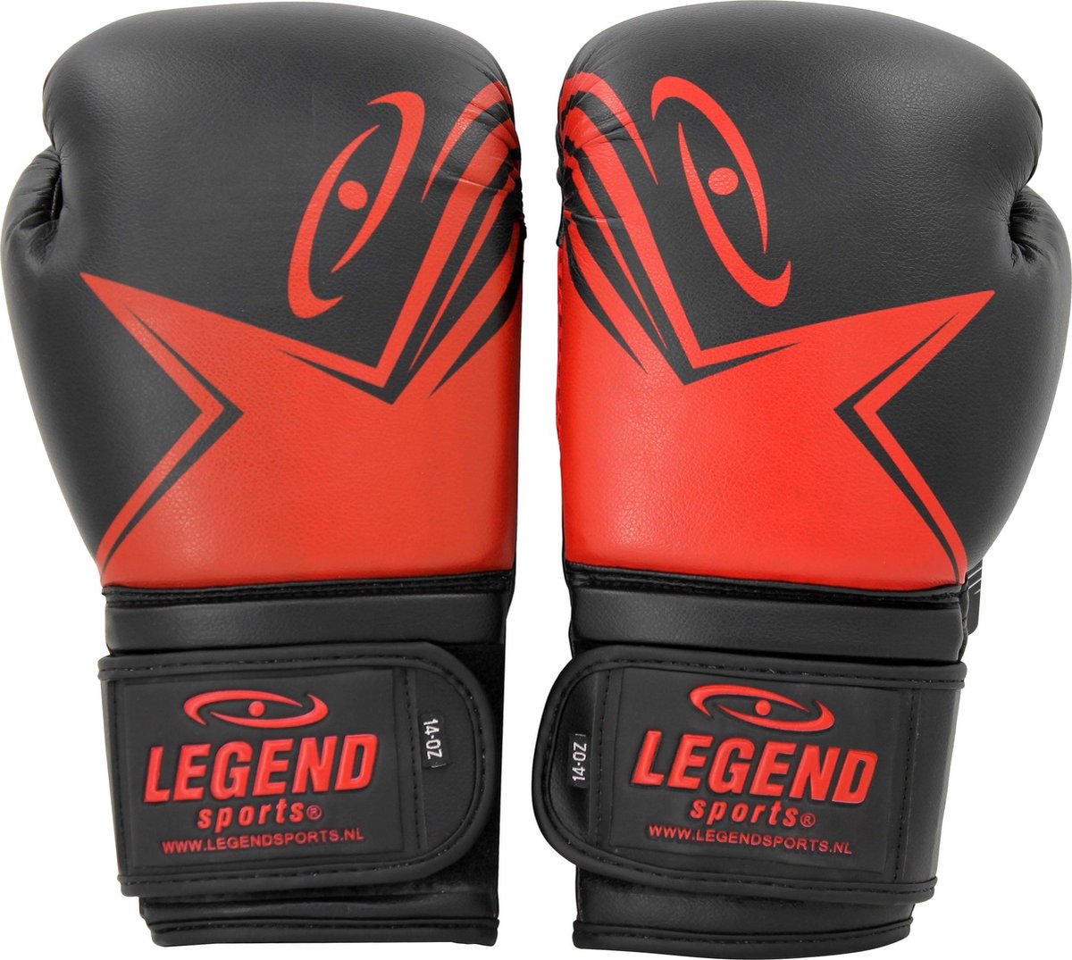Legend Sports EcoFIT PU Bokshandschoenen - Unisex - Zwart/Rood - 14 oz