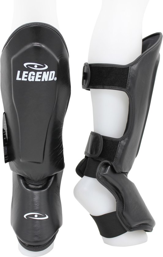 Kickboks Scheenbeschermers Heren/Dames Zwart Leer XS