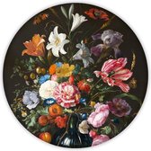 Akoestische Muurcirkel - Vaas met bloemen - Geluiddempende Wandcirkel - ø120cm
